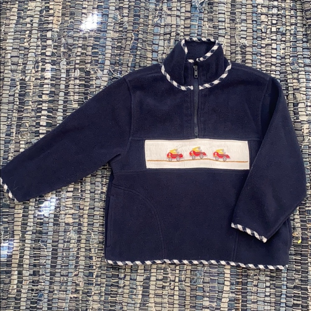 Boys Smocked Fleece with Fire Trucks